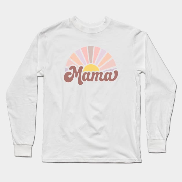 Retro Muted Pink Sunrise Mama Gift for mom to be, mothers day gift for new mom life, baby shower gift for mama, mommy and me Long Sleeve T-Shirt by B*Shoppe